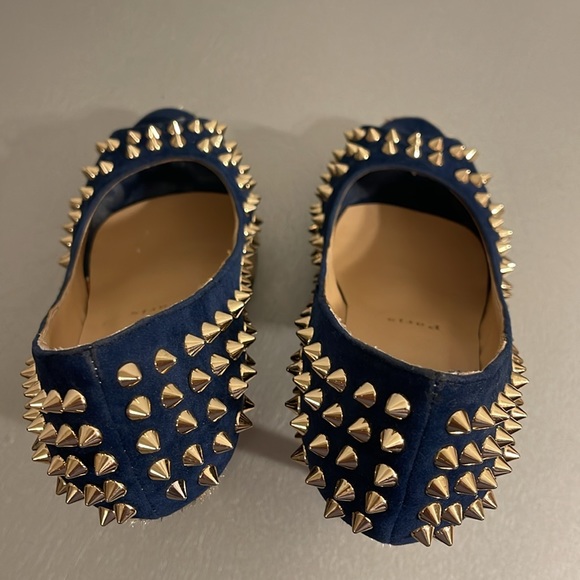 Lady peep studded leopard blue suede open toe heels - Picture 7 of 14